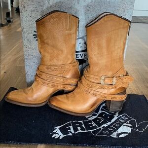 Freebird by Steven Tan Cadence Leather Boots with Stacked Heel